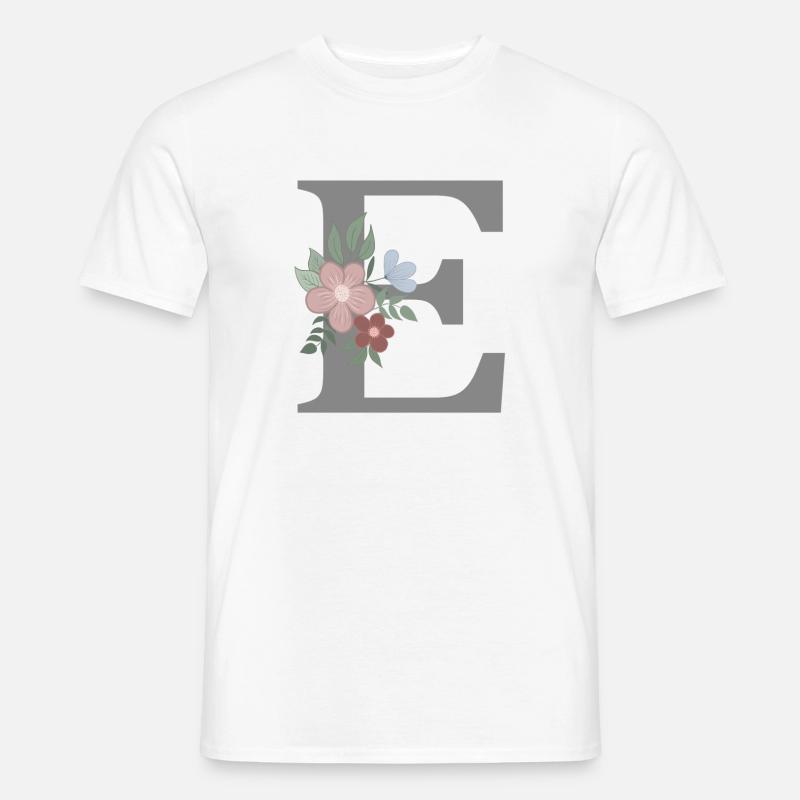 Buchstabe E mit Blume grau - Männer T-Shirt - Weiß