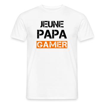 Jeune Papa Gamer - T-shirt homme - blanc - Devant - AI Model Male 178 dark (178cm)