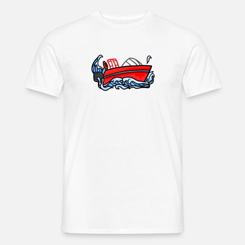 Feuerwehr Boot - Männer T-Shirt - Weiß
