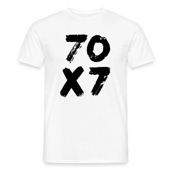 70x7: Infinite Forgiveness - Gospel of Matthew - Men's T-Shirt - white - Front - AI Model Male 178 dark (178cm)