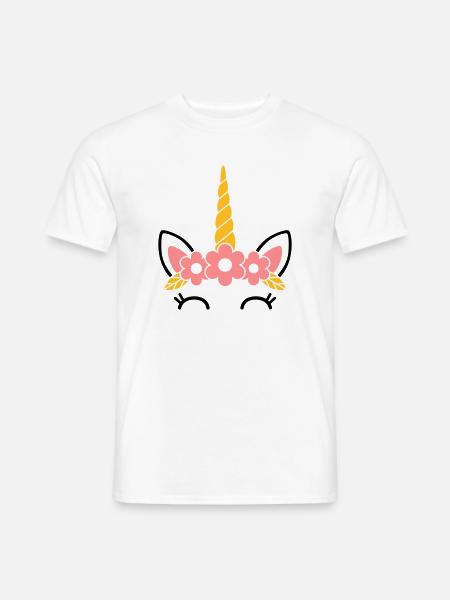 Reine des fleurs : la majestueuse licorne - T-shirt homme - blanc