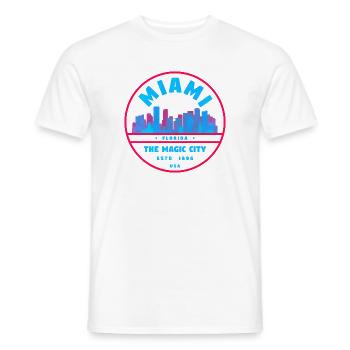 Miami Skyline Neon-Stempel - Männer T-Shirt - Weiß - Vorne - AI Model Male 178 dark (178cm)