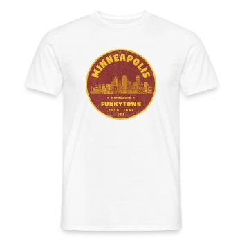 Logo de la ville de Minneapolis Funkytown - T-shirt homme - blanc - Devant - AI Model Male 178 dark (178cm)