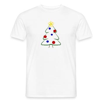 Joli dessin simple d’arbre de Noël - T-shirt homme - blanc - Devant - AI Model Male 178 dark (178cm)