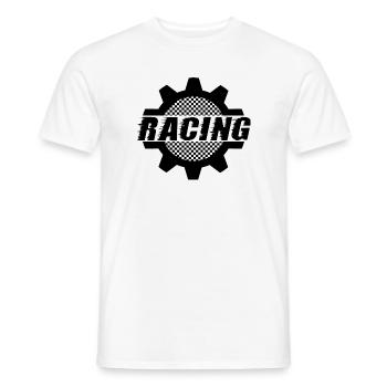 Racing - Motorsport Cog Wheel - Car Auto Window - Men's T-Shirt - white - Front - AI Model Male 178 dark (178cm)