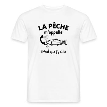 pêche, pêcheur, fan de pêche - T-shirt homme - blanc - Devant - AI Model Male 178 dark (178cm)