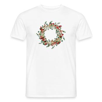 filigraner weihnachtlicher Lärchenkranz als Rahmen - Männer T-Shirt - Weiß - Vorne - AI Model Male 178 dark (178cm)