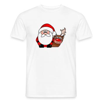 Dessin animé de Noël sur le Renne du Père Noël - T-shirt homme - blanc - Devant - AI Model Male 178 dark (178cm)