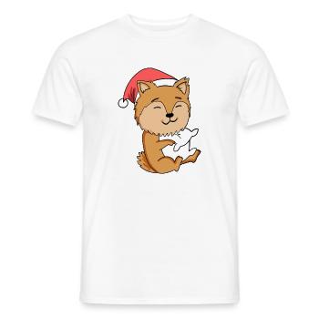 Spitz Miniature Chien Noël Sommeil Fatigué - T-shirt homme - blanc - Devant - AI Model Male 178 dark (178cm)