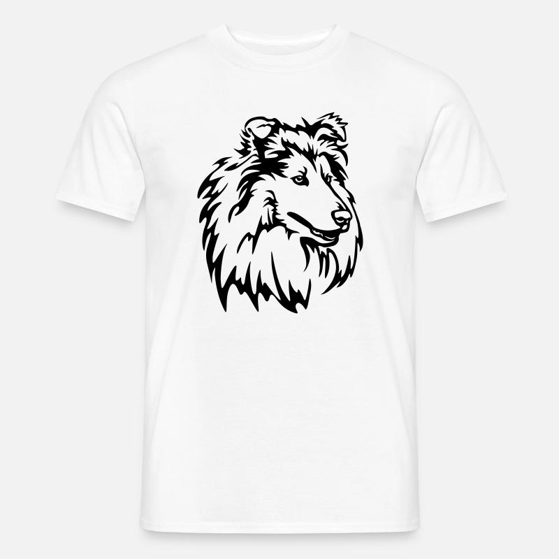 Collie Kopf - Männer T-Shirt - Weiß