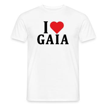 T-Shirt Ich liebe Gaia T-Shirt Geschenkidee - Männer T-Shirt - Weiß - Vorne - AI Model Male 178 dark (178cm)