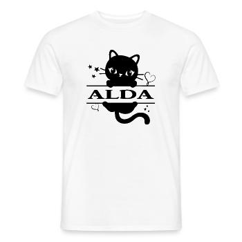 t-shirt chat Alda t-shirt idée cadeau chat neko - T-shirt homme - blanc - Devant - AI Model Male 178 dark (178cm)