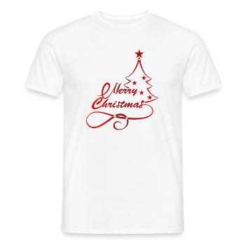 Festive Christmas Tree Silhouette Print - Men's T-Shirt - white - Front - AI Model Male 178 dark (178cm)