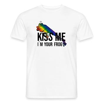 Grenouille - Princesse - Kiss -Kiss me - T-shirt homme - blanc - Devant - AI Model Male 178 dark (178cm)