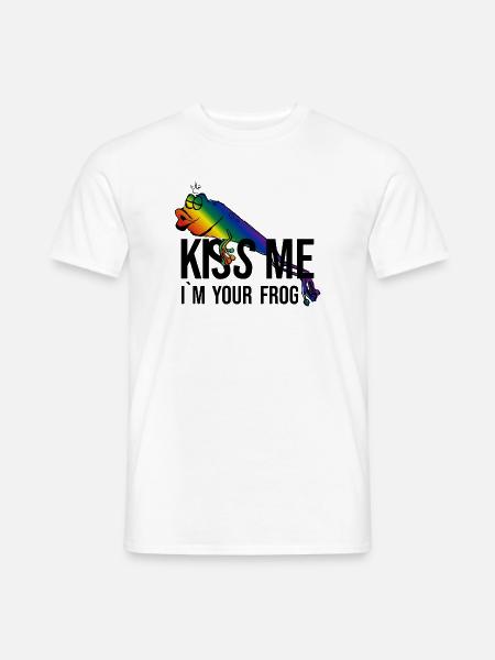 Frog - Princess - Kiss -Kiss me - Männer T-Shirt - Weiß