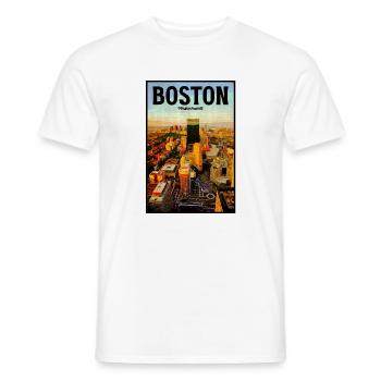 Boston Skyline Vintage Poster - Männer T-Shirt - Weiß - Vorne - AI Model Male 178 dark (178cm)