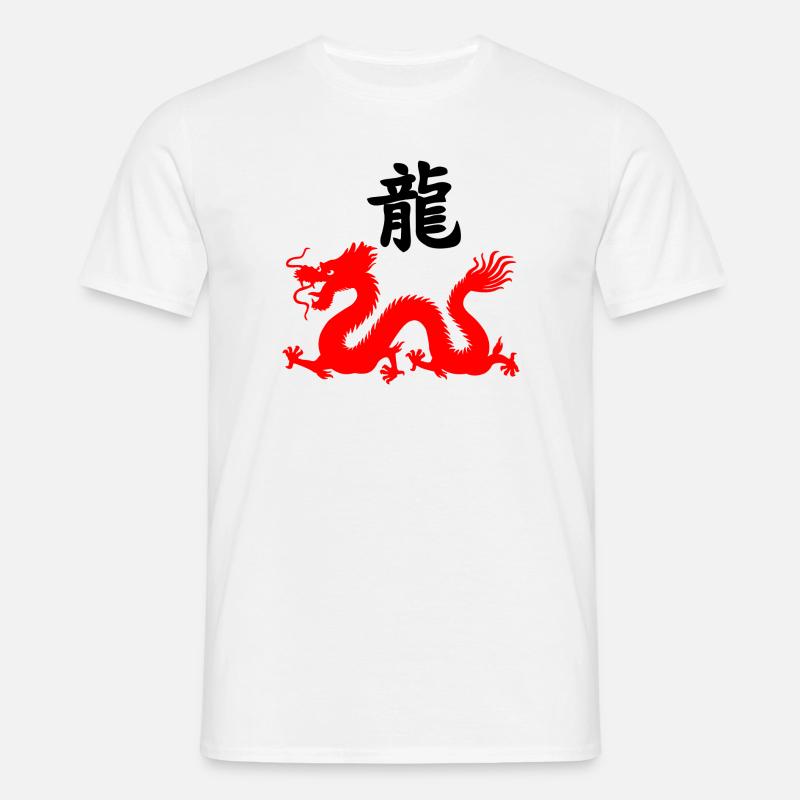 Chinese script with red dragon image - Men's T-Shirt - white