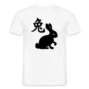 Chinesisches Schriftzeichen Kaninchen mit Kaninchenbild - Männer T-Shirt - Weiß - Vorne - AI Model Male 178 dark (178cm)