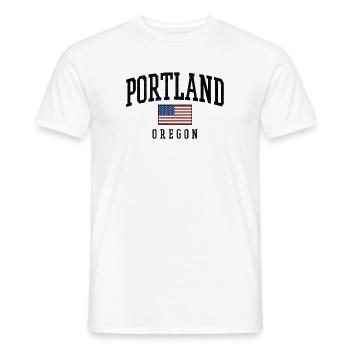 Portland, Oregon, États-Unis, Flag Graphic Design - T-shirt homme - blanc - Devant - AI Model Male 178 dark (178cm)