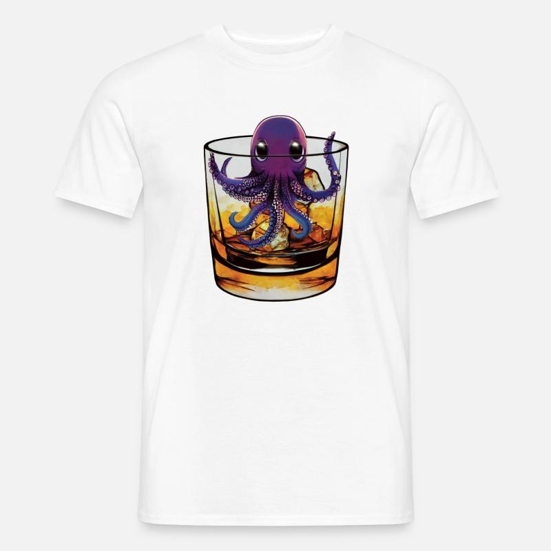 Small squid in whiskey 🥃 - Men's T-Shirt - white