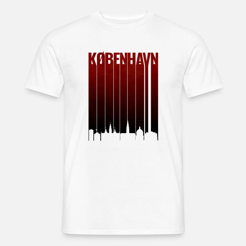 Kopenhagen Rotgradient Typo - Männer T-Shirt - Weiß