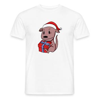 Weihnachten Känguru Baby mit Geschenk - Männer T-Shirt - Weiß - Vorne - AI Model Male 178 dark (178cm)