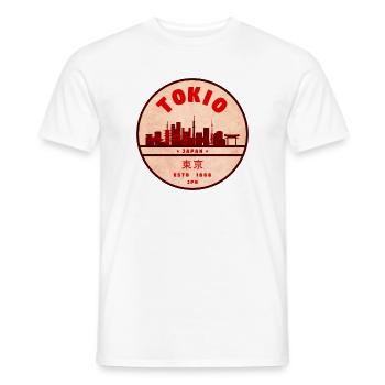 Insigne vintage Tokyo Skyline - T-shirt homme - blanc - Devant - AI Model Male 178 dark (178cm)