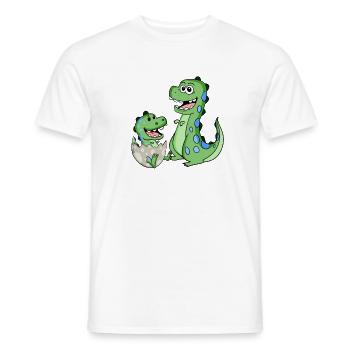 Dinosaure avec bébé dinosaure - T-shirt homme - blanc - Devant - AI Model Male 178 dark (178cm)