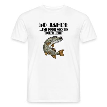 50. Geburtstag Angler Lustiger Spruch - 50 Jahre - Männer T-Shirt - Weiß - Vorne - AI Model Male 178 dark (178cm)