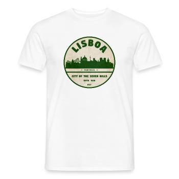 Logo de la ville de la silhouette de Lisboa - T-shirt homme - blanc - Devant - AI Model Male 178 dark (178cm)