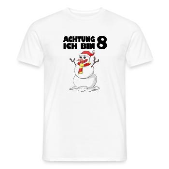 8.Geburtstag 8 Jahre alt Schneemann Geschenk - Männer T-Shirt - Weiß - Vorne - AI Model Male 178 dark (178cm)