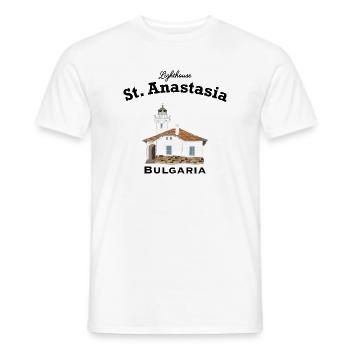 Bulgaria Lighthouse Monastery Island Sveta Anastasia - Men's T-Shirt - white - Front - AI Model Male 178 dark (178cm)