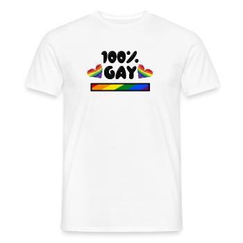 Gay Pride Heart Rainbow Lgbt Statement Homo - Men's T-Shirt - white - Front - AI Model Male 178 dark (178cm)