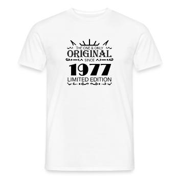 1977 - Année de construction 1977 - Né en 1977 - T-shirt homme - blanc - Devant - AI Model Male 178 dark (178cm)