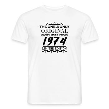 1974 - Year of construction 1974 - Born 1974 - Men's T-Shirt - white - Front - AI Model Male 178 dark (178cm)