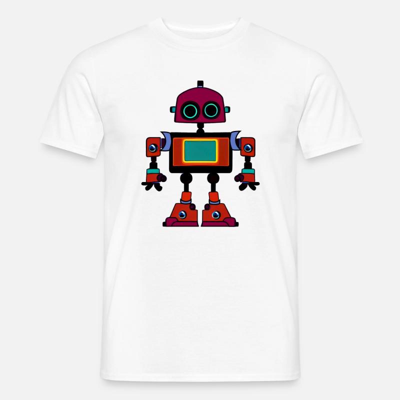 Farverig retro robot - Mænd T-shirt - hvid
