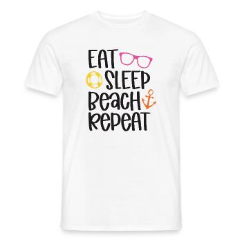 Eat Sleep Beach Repeat - Men's T-Shirt - white - Front - AI Model Male 178 dark (178cm)