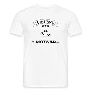 Cadeau humour cuisinier motard - T-shirt homme - blanc - Devant - AI Model Male 178 dark (178cm)