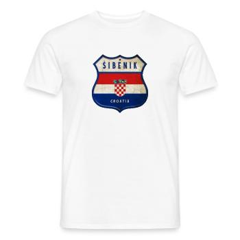 Šibenik Croatia flag coat of arms design - Men's T-Shirt - white - Front - AI Model Male 178 dark (178cm)
