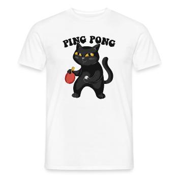 Table Tennis Katze Pingpong Outfit Cat Tischtennis - T-shirt homme - blanc - Devant - AI Model Male 178 dark (178cm)