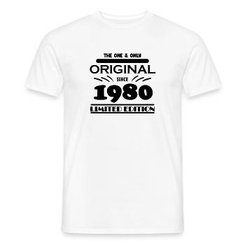 1980 - Année de construction 1980 - Né en 1980 - T-shirt homme - blanc - Devant - AI Model Male 178 dark (178cm)