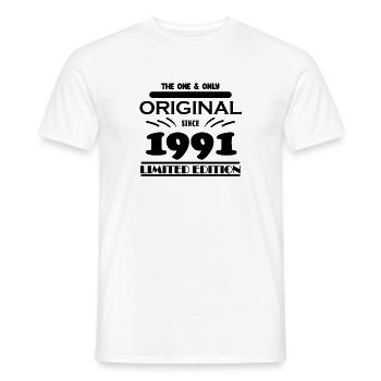 1991 - Year of construction 1991 - Born 1991 - Men's T-Shirt - white - Front - AI Model Male 178 dark (178cm)