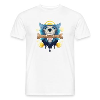 Hellhound Skull Gold - Demonic Wolf & Cookie Bone - Men's T-Shirt - white - Front - AI Model Male 178 dark (178cm)