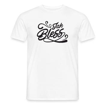 Jah Bless Script - Männer T-Shirt - Weiß - Vorne - AI Model Male 178 dark (178cm)