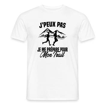 Je peux pas je me prépare pour mon trail - T-shirt homme - blanc - Devant - AI Model Male 178 dark (178cm)