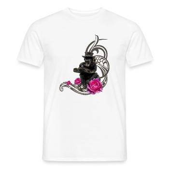 Un drôle de singe steampunk lit un livre - T-shirt homme - blanc - Devant - AI Model Male 178 dark (178cm)
