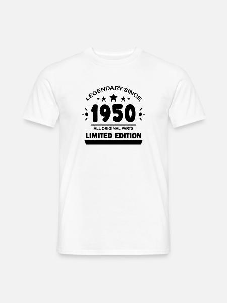 1950 - Jahrgang 1950 - Baujahr 1950 - T-shirt herr - vit