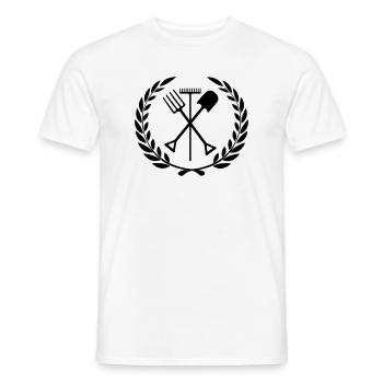 Outils de jardin râteau, pelle, fourche - T-shirt homme - blanc - Devant - AI Model Male 178 dark (178cm)
