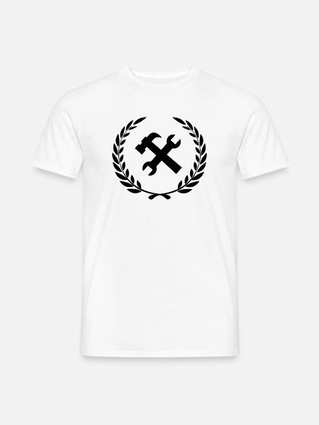 Werkzeuglogo für Bauarbeiter - Männer T-Shirt - Weiß