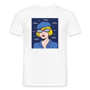 Chill Pop Art Dame - Männer T-Shirt - Weiß - Vorne - AI Model Male 178 dark (178cm)